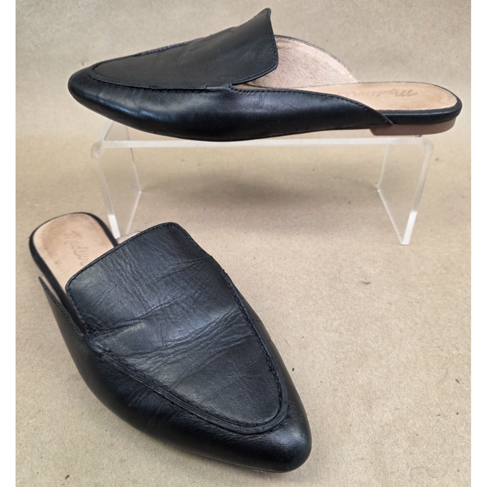 Madewell (Sz 6.5) Womens The Frances Skimmer Mule Leather Black AM193